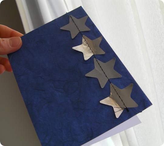 Christmas card blue with silver stars