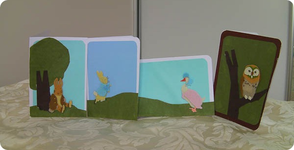 Cards with Peter Rabbit felt stickers