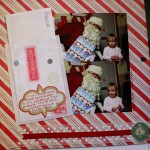 Candy cane scrapbook layout with Santa and little girl
