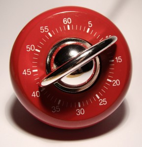 A close up of a timer