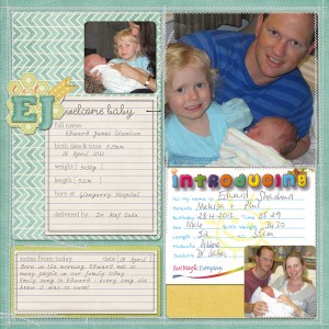 Edward Welcome Baby Scrapbook Page