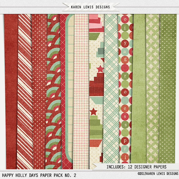 happy holly days paper pack - Digital Scrapbooking HQ