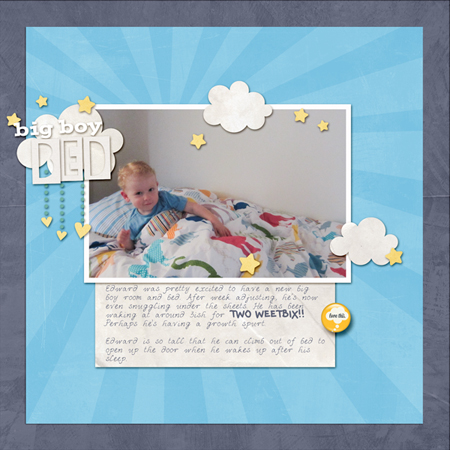 Edward\'s New Bed Digital Scrapbook Page