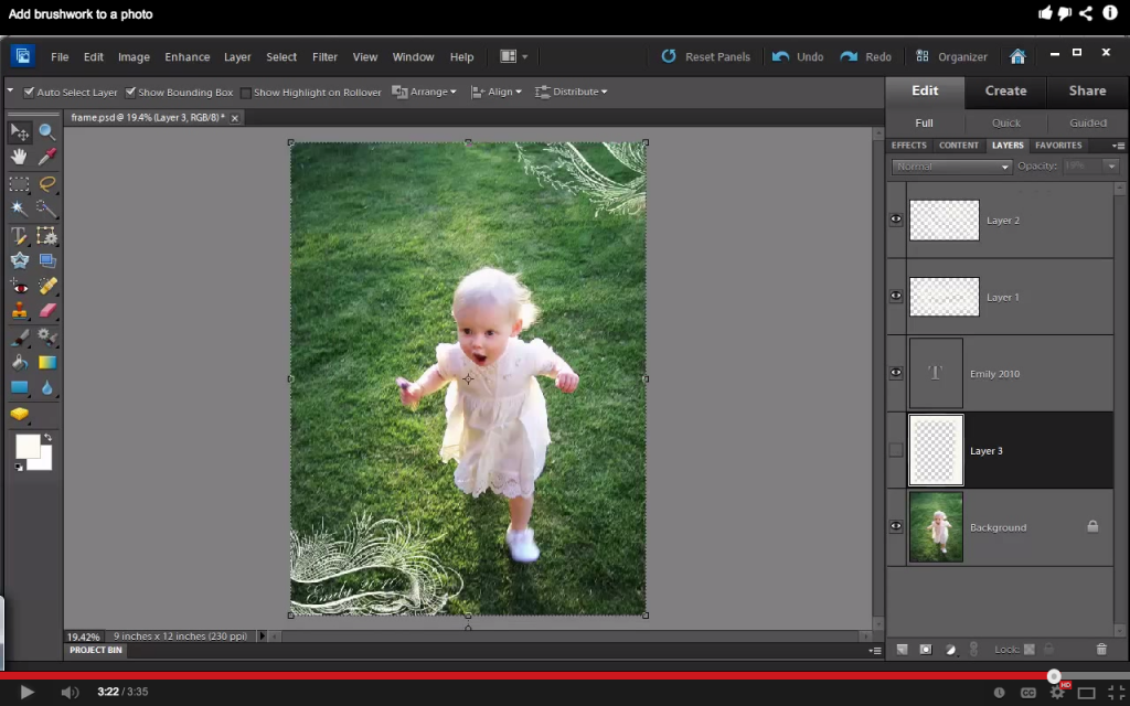 Adding a brus to a photo in Adobe Photoshop Elements