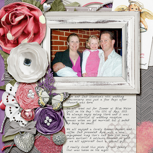 Take a look inside my album to see this Anniversary layout! #digiscrap #digital #scrapbooking