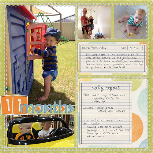 Take a look inside my album to see my son's 11 Months layout! #digiscrap #digital #scrapbooking