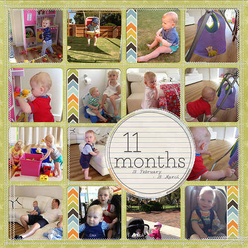 Take a look inside my album to see my son's 11 Months layout! #digiscrap #digital #scrapbooking