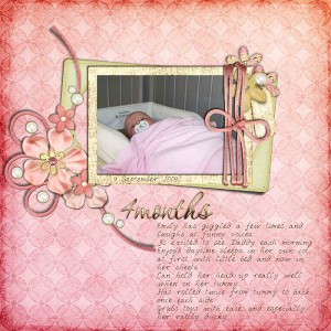 Adorable Newborn Baby Girl 12x12 Scrapbook Page Layout Idea