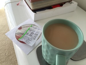 Tea, our parking ticket and the CD of baby pics