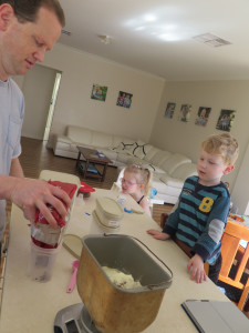 Helping Daddy make fruitbread