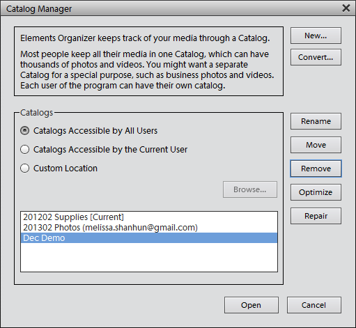 Catalog Manager Photoshop Elements