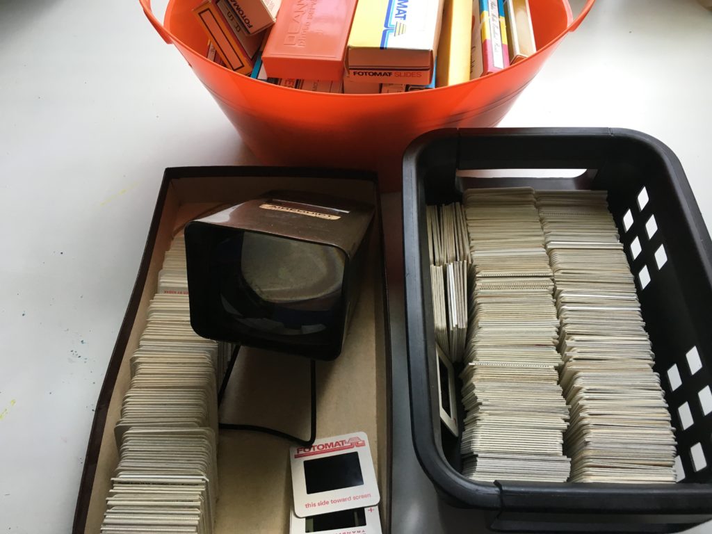 Slide viewer and boxes of slides