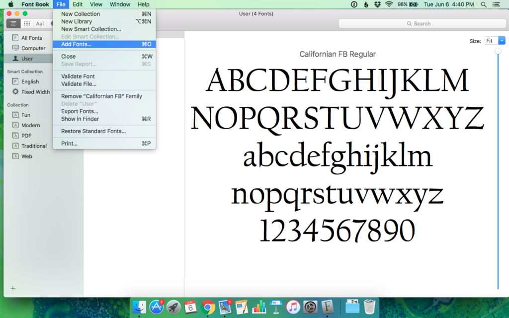 use font in font book mac