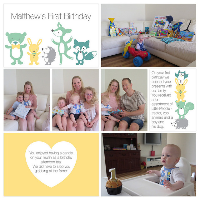 Matthew\'s First Birthday - Project Life App Scrapbook Page