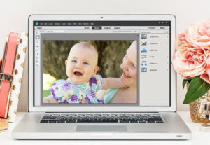 A baby photo on a laptop computer