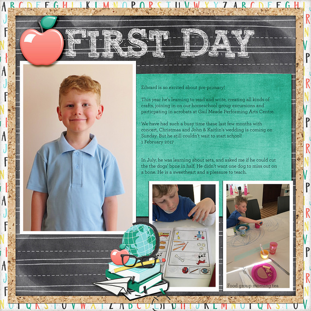 Edward\'s First Day of Pre-Primary - Digital Scrapbook Page