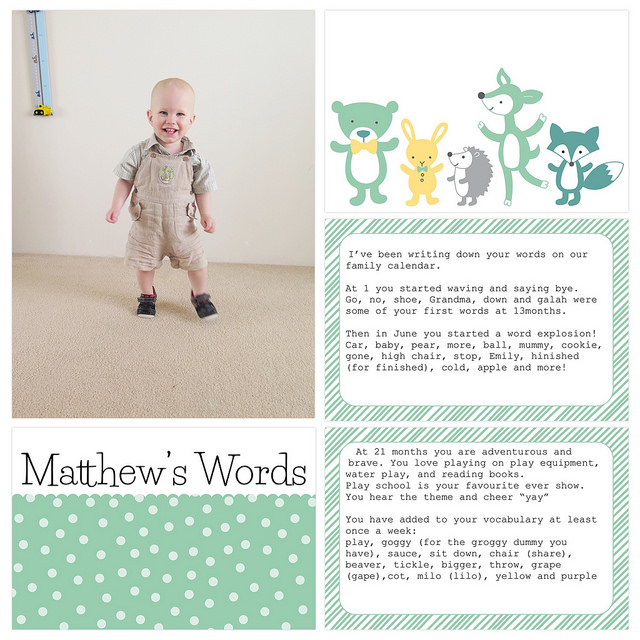 Matthew\'s Words - Project Life App Scrapbook Page