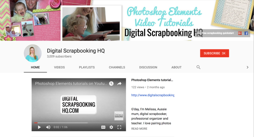 Digital Scrapbooking HQ Youtube channel