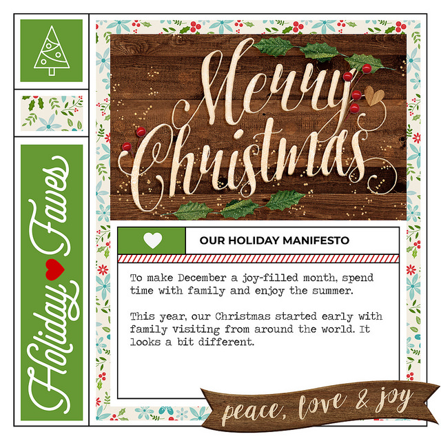 All month long I'm sharing layouts from my 2017 Holiday Faves album. Today I'm sharing our holiday manifesto.