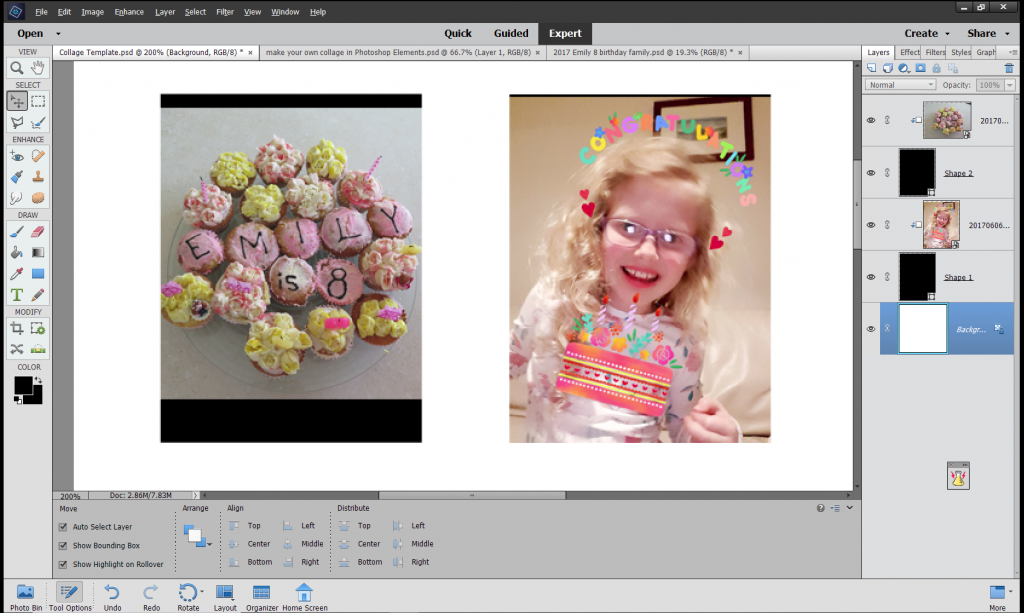 Collage with photos in Photoshop Elements