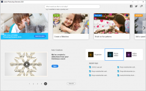 Photoshop Elements 2020 welcome screen