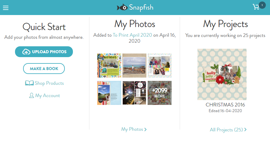 Snapfish website Upload