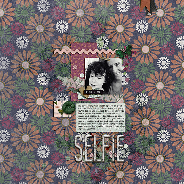 Selfie Digital Scrapbook page with Background pattern