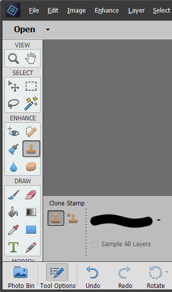 Clone Stamp Graphical user interface