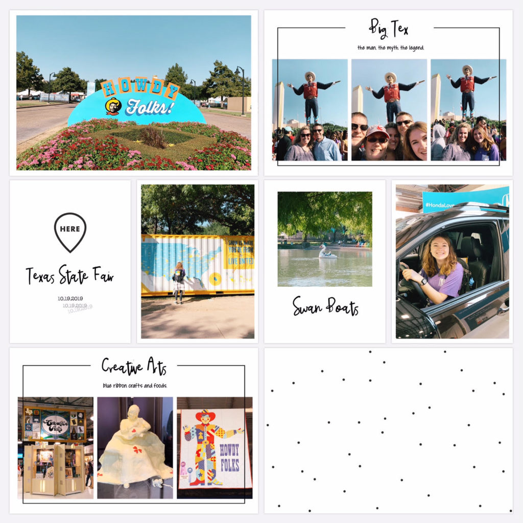 Project Life app travel page collage